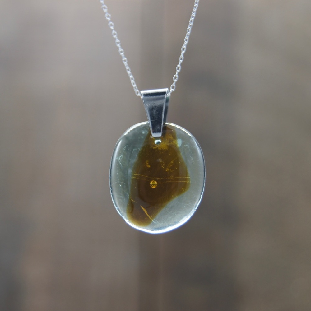 Recycled Wine and Beer Bottle Glass Necklace Alcohol Unique Gift 21+